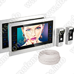 Комплект: видеодомофон HDcom S-104 с двумя вызывными панелями и двумя мониторами 